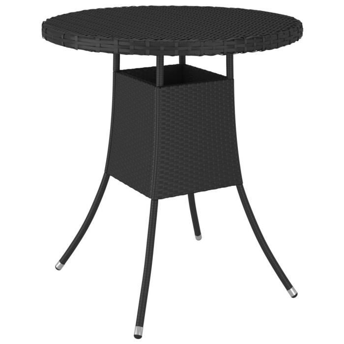Table de jardin - NOUVEAU - Noir - Résine tressée - 70x70x73 cm
