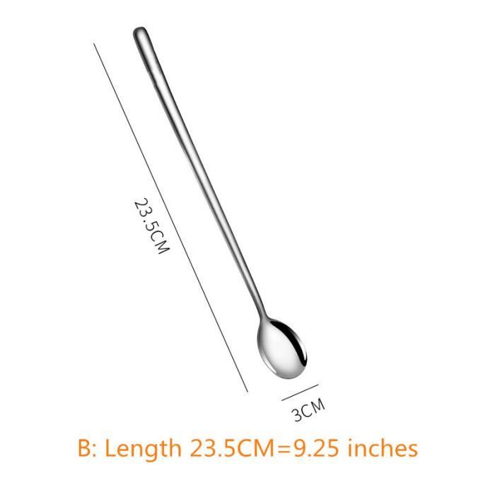 Cuillère,Cuillère à mélanger à long manche en acier inoxydable 304,petite cuillère à soupe