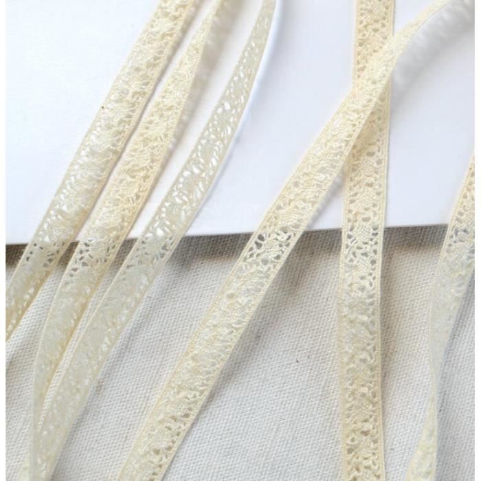 Ruban De Dentelle 10 Métres Largeur 8 Cm - Coton Au Crochet Floral Beige Pour Couture Et Emballage