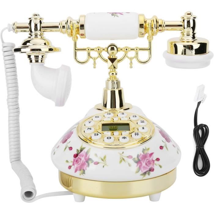 Téléphone Fixe Vintage Blanc – Style Ancien, Sans Marque (neuf Sous Emballage)