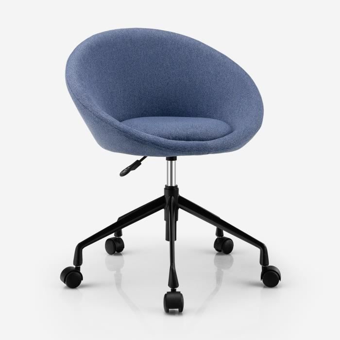 chaise de bureau moderne - costway - siège réglable en hauteur et roulettes flexibles - bleu