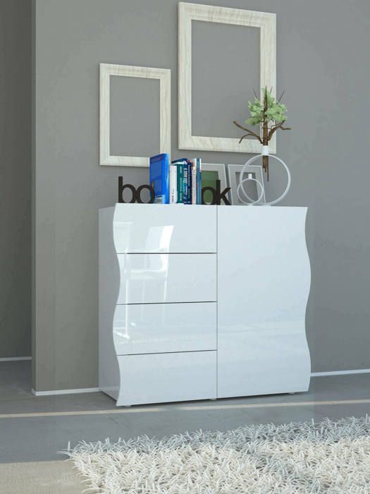 Buffet Giuseppe 90x40h81 cm Blanc brillant