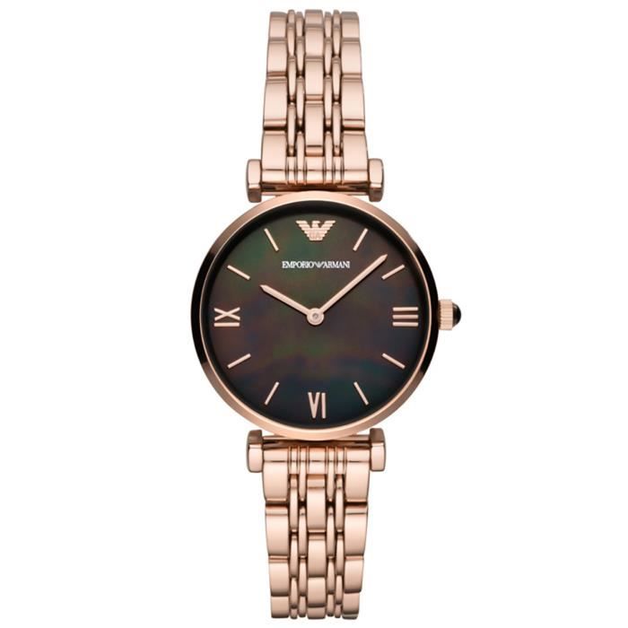 EMPORIO ARMANI Montre -  - Mod&egrave;le Chic - Acier Rose - Affichage Analogique - Femme 