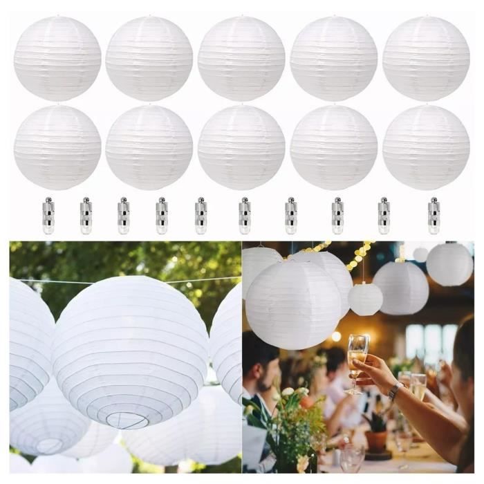 14 Lanternes Volantes Blanches Écolos - Pour Fêtes, Mariages, Nouvel An Et Célébrations En Extérieur