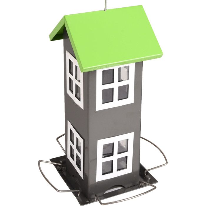 Comparer les prix de Mangeoire maisonnette 8 fenêtres - FLAMINGO - Gris - Pour graines oiseaux