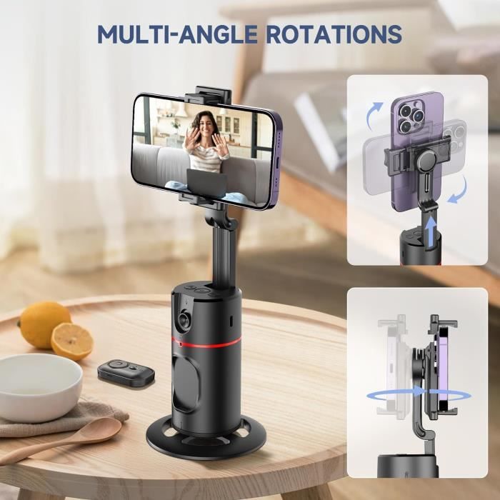 Trépied à Suivi Automatique du Visage 360° Support de Téléphone Intelligent Selfie Stick avec Télécommande sans Fil pour VidéoDi