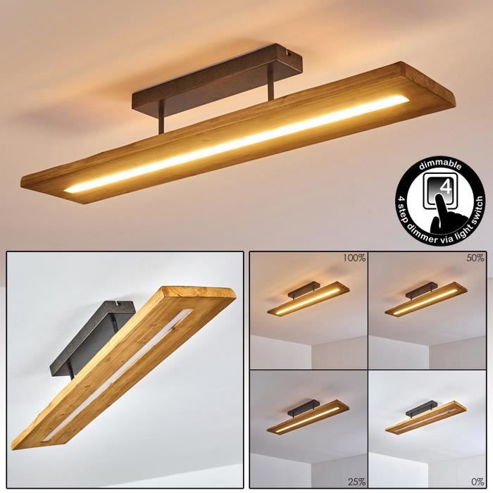 Plafonnier LED Adak en bois et métal - HOFSTEIN - Vintage - 27 Watt - 3000 Lumen 3000 Kelvin