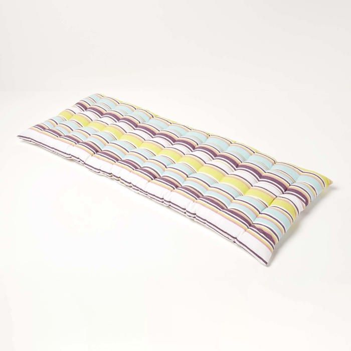 Coussin pour banc de jardin - HOMESCAPES – Rayures Osaka Vert – 108 x 42 x 5 cm – Matelas de sol – Coton et polyester – Extérieur Coussin pour banc de jardin - HOMESCAPES – Rayures Osaka Vert – 108 x 42 x 5 cm – Matelas de sol – Coton et polyester – Extérieur