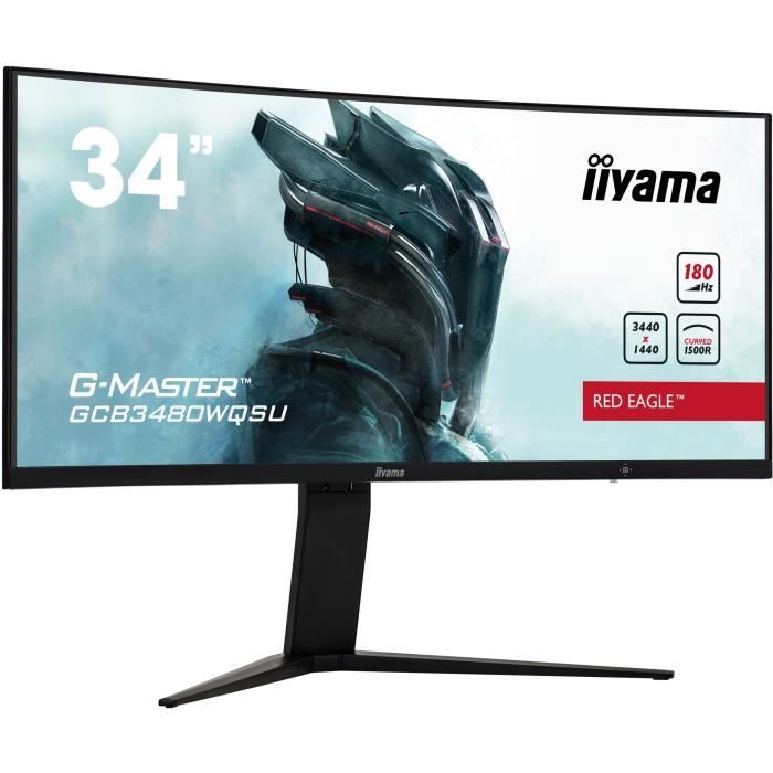 Ecran PC Gamer incurvé - IIYAMA - 34 - UWQHD - 180Hz - Dalle VA - 04ms  - Ajustable - GCB3480WQSU-B1