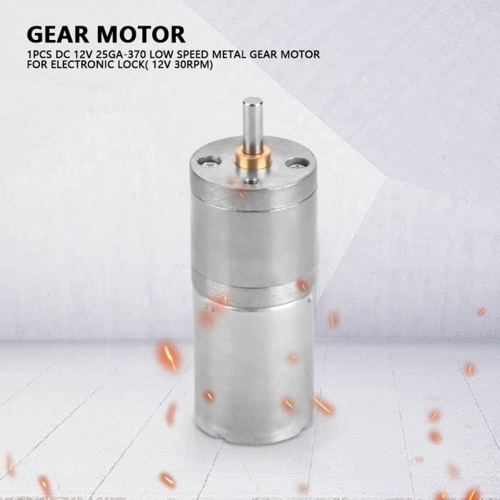 Moteur à Engrenages DC 12V 60RPM - Métal, Pour Serrure Électronique, Robot