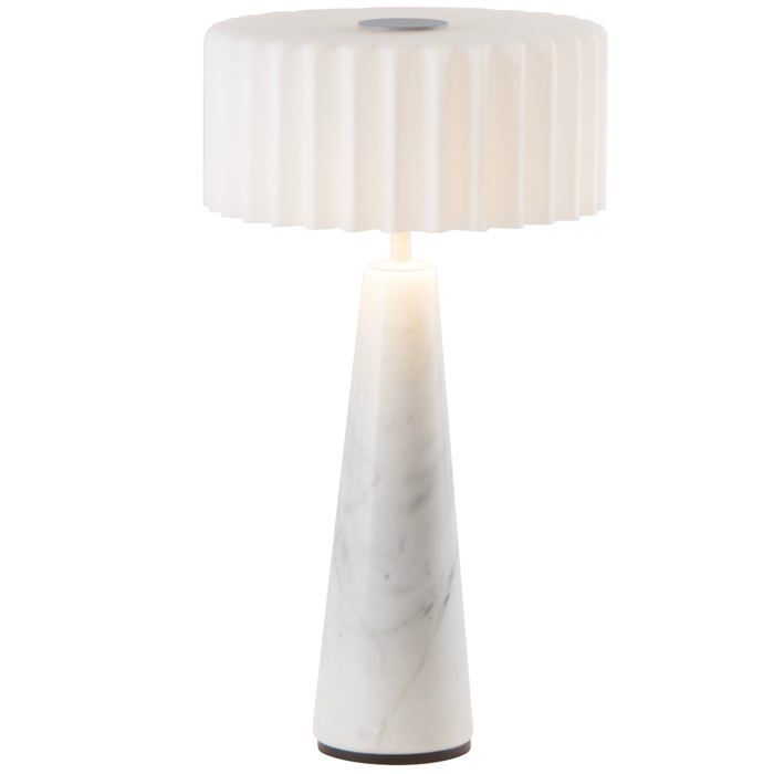 Lampe de table sans fil en marbre BLOK Blanc H30cm Lampe de table sans fil en marbre BLOK Blanc H30cm