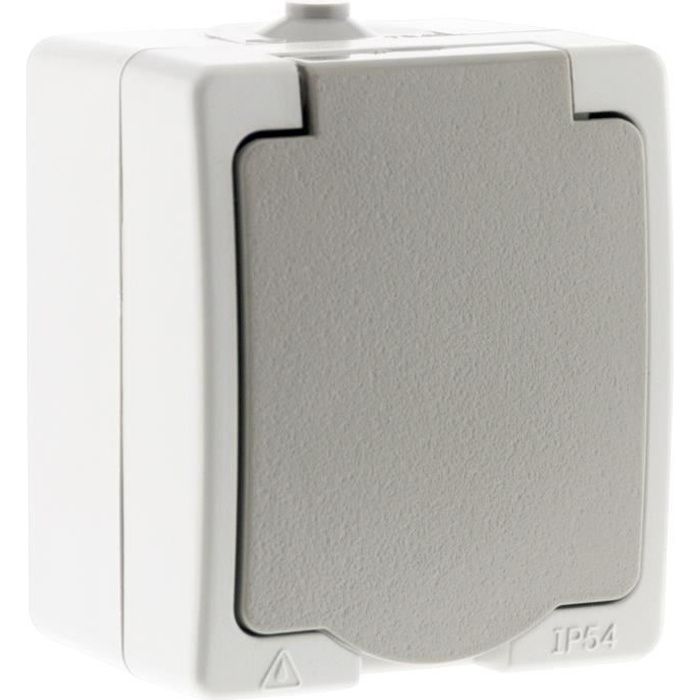 Prise 2P+T 16A Gris Clair IP54 - Akya