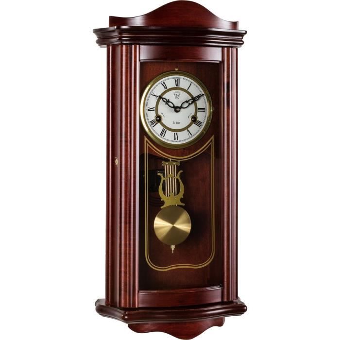 Horloge mécanique Prométhée, Carillon pendulaire mural Acajou