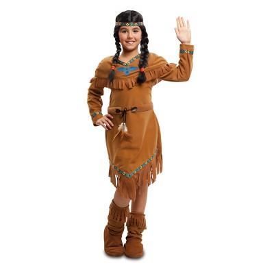 JONRRYIN Costume Indien Enfants Filles, Robe Indienne avec Coiffe Indienne Plume, Costume Indien avec Poches, Robe Indienne Femme pour Carnaval Cosplay Party