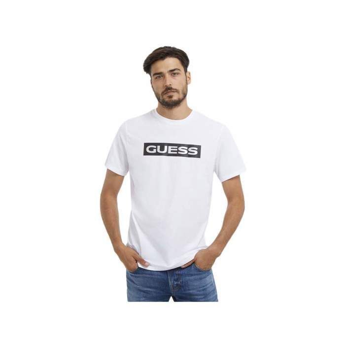 T shirt - Guess - Homme - Metallique - Blanc - Coton