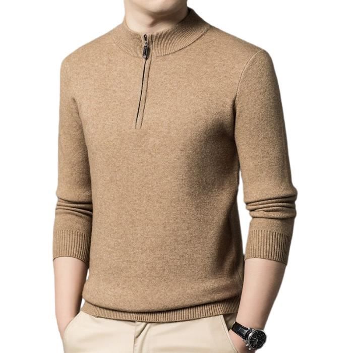 Pull Homme Zippé Avec Col À Fermeture Eclair En Tricot Casual