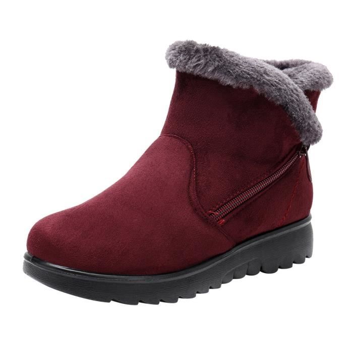 Bottines Femmes Bottes Doublure en Fourrure Plates Avec Semelle Antidérapante Army Combat Hiver Neige Chaussures