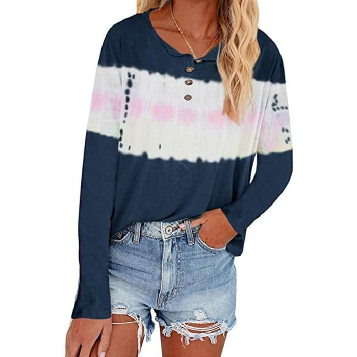 DESIGN - Chemise oversize coupe carrée à manches mi-longues - Bleu marine