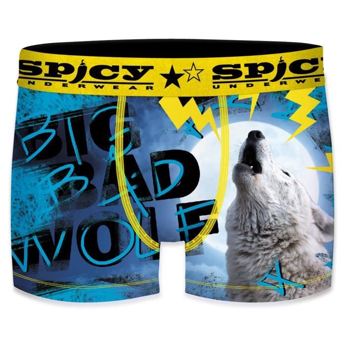 SPICY Boxer unitaire homme microfibre Big bad wolf Multicolore