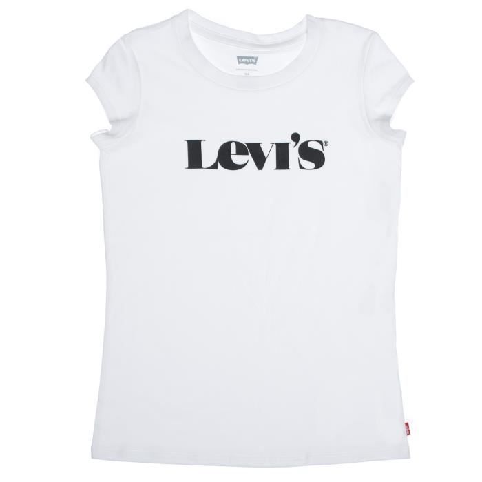 Tee shirt fille Levi s Kids C982 001 White Blanc Cdiscount Pr t