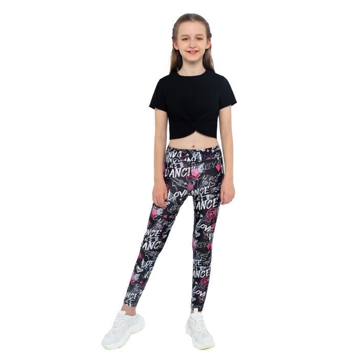 ENFANTS FILLE 2 Pièce Ensemble de Sports Yoga Tenues Fitness Crop