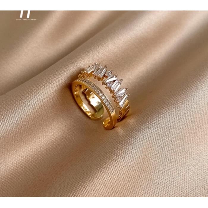 Luxe Zircon Or Double Étudiant Ouverture Anneaux Pour Femme 2021