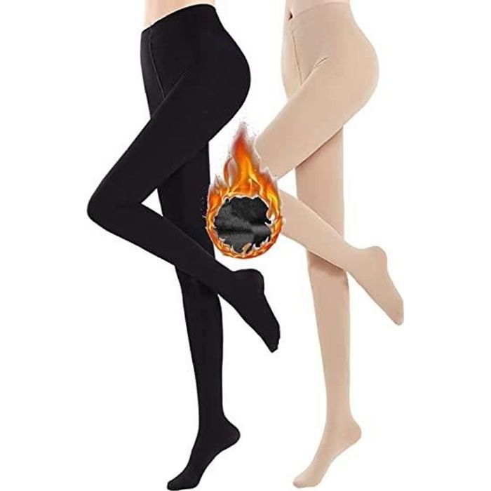 Collant Chaud Femme Hiver Extensibles Translucide Epais Polaire Opaque  Leggings Taille Haute Thermique [300g,Noir Pied Plein] Noir - Cdiscount  Chaussures