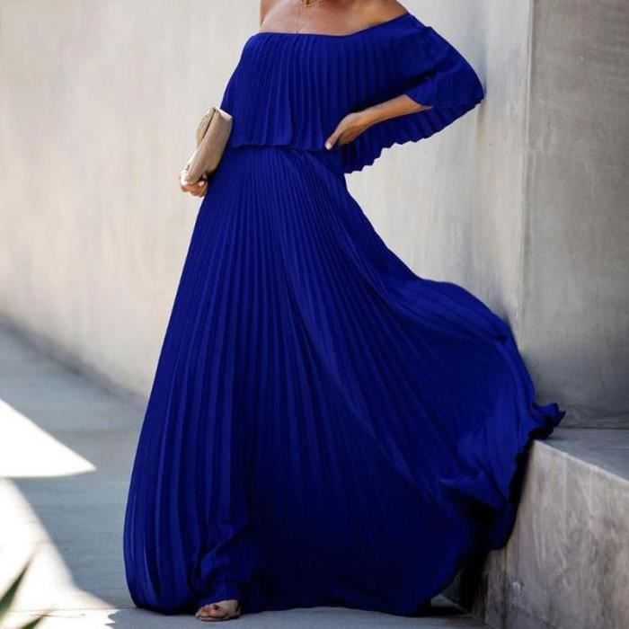 Robe Eliza J En Mousseline De Soie Plissée - Taille 4P Petite, Bleu Marine, Neuve Sans étiquettes