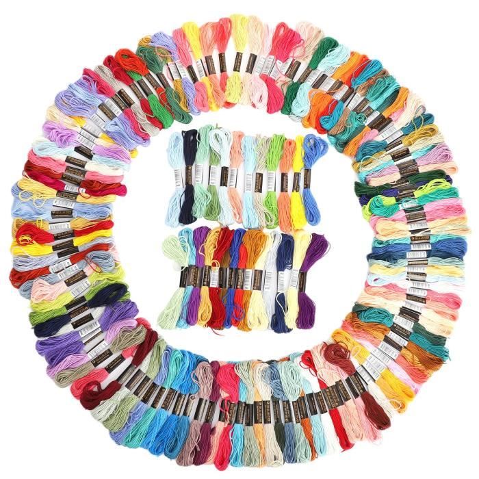 Mxzzand fil de point de croix Fil à broder multicolore, 150 pièces, écheveaux de couture en