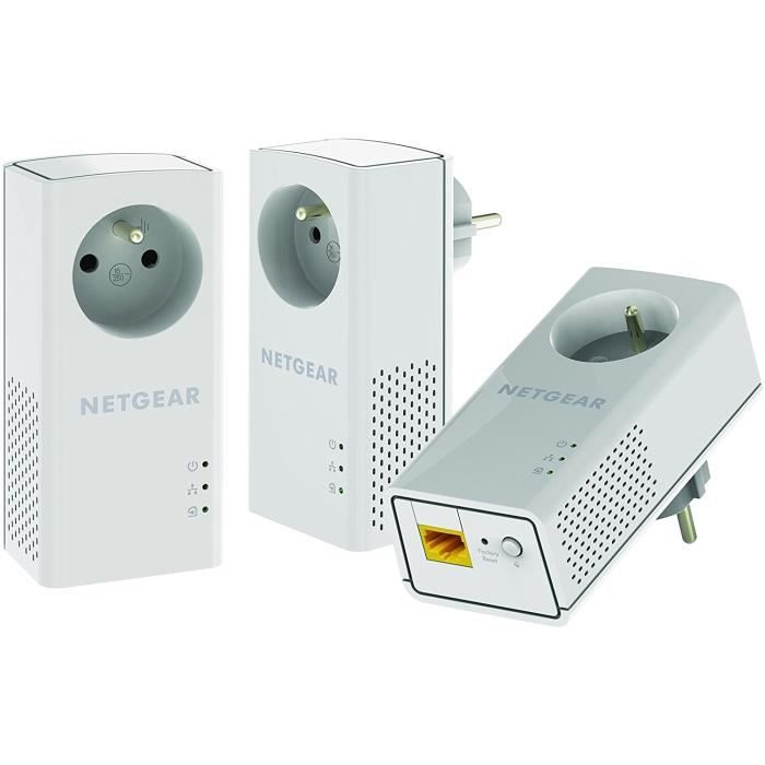 NETGEAR Pack de 3 adaptateurs CPL 1000 Mbps avec prise intégrée. Modèle ...