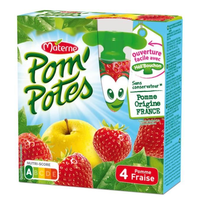 MATERNE Compotes pomme et fraise 4x90 g Cdiscount Au quotidien