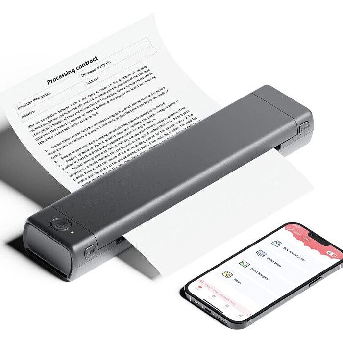 Imprimante Portable A4 Imprimante Bluetooth Thermique Mini Imprimante sans Encre Compatible avec Android et iOS et Ordinateur