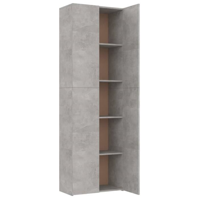 Armoire De Bureau Noir Chêne VidaXL - 60x32x190 Cm, Bois Composite - 5 Compartiments, étagères Ajustables - Design Moderne - 6