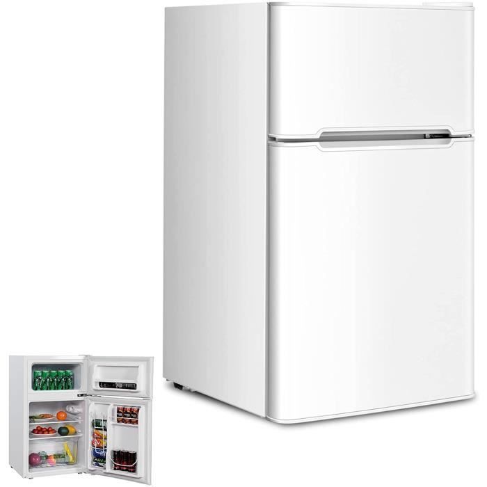 RELAX4LIFE Frigo Réfrigérateur Rétro 90L Double Porte Congélateur 27LRefroidissement 0 à 10℃Température de Congélateur