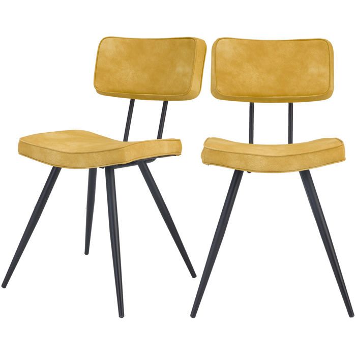 Lot de 2 chaises en cuir synthétique jaune - Texas - Maison Pavane