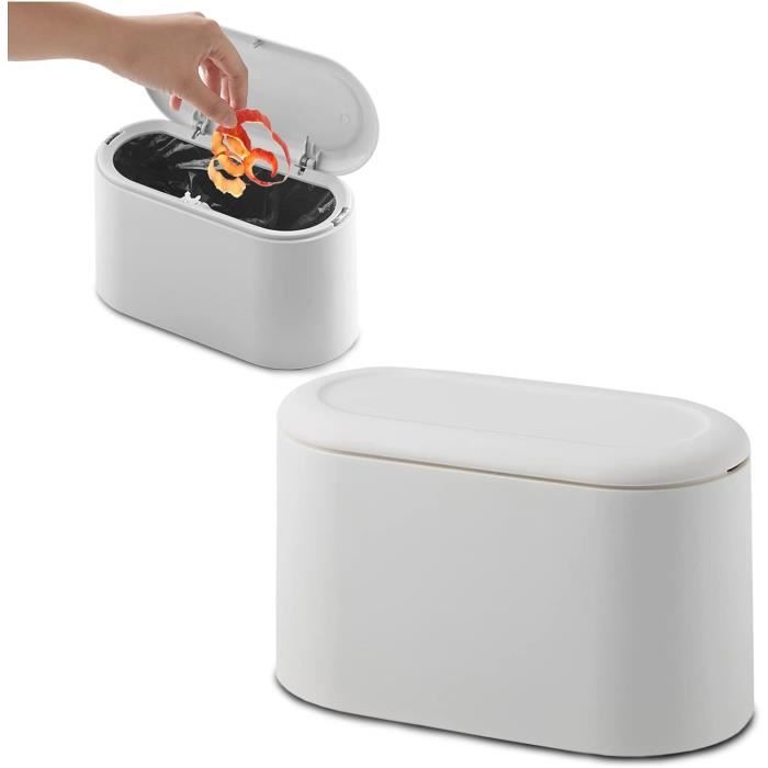 Mini Poubelle De Bureau Avec Couvercle – 16,5 X 13 X 13 Cm – Polypropylène Inodore – Design Compact