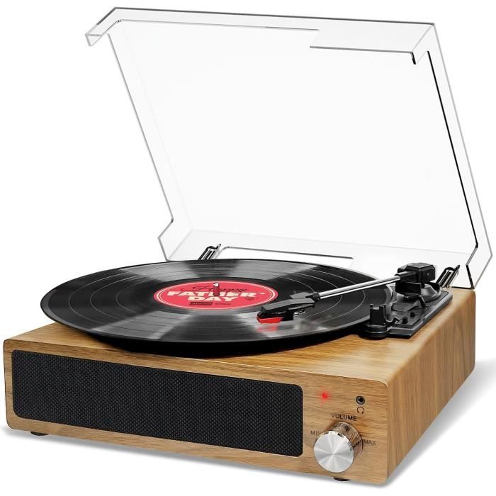 ANGELS HORN AT-3600L Lecteur De Disque Vinyle, Système Hi-Fi Bluetooth Avec Haut-parleurs Stéréo, Préampli Phono Intégré, Entraînement Par Courroie à 2 Vitesses, Contrepoids Réglable, AT-3600L