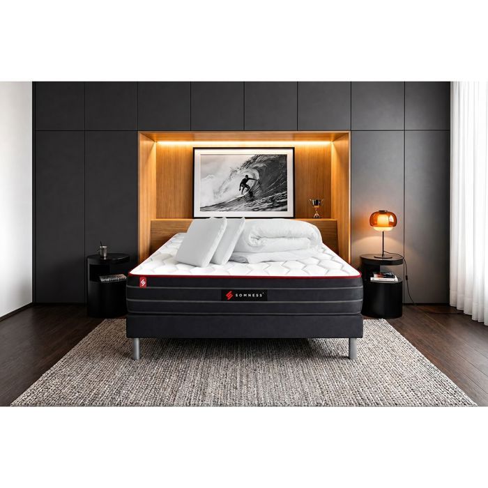 Pack matelas BOOST - SOMNESS - 160x200 cm - Mémoire de forme - Ressorts ensachés - 26 cm dépaisseur Pack matelas BOOST - SOMNESS - 160x200 cm - Mémoire de forme - Ressorts ensachés - 26 cm dépaisseur