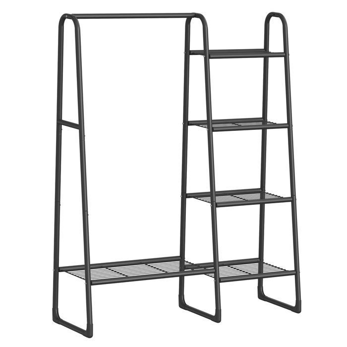 SONGMICS Portant à Vêtement Penderie à Vêtements 5 Étagères de Rangement Structure en Métal 40 x 1017 x 1533 cm Noir
