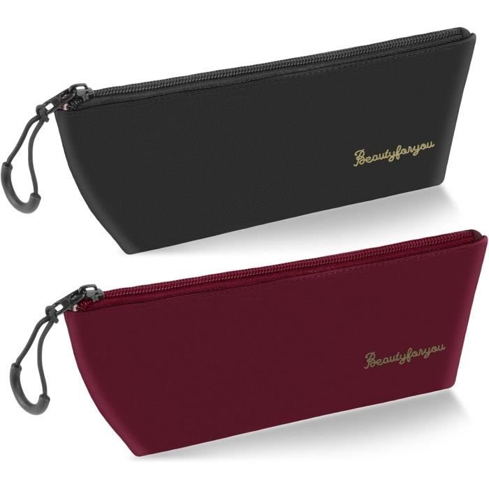 Lot De 2 Trousses Scolaires En Tissu Oxford Noir - Dimensions 21x6x6 Cm - Résistant à L’eau, Léger - Pour Stylos, Crayons Ou Maquillage - Cadeau Idéal école, Bureau - 3
