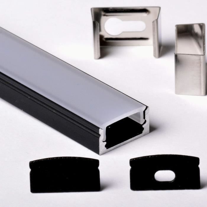 AFTERTECH 5 X 3 Mètres (15 M) 1616 N 16 X 16 Mm Profil Aluminium Angulaire Noir Pour Bandes LED Barre Rigide 3 M + Couverture (5 X 3 Mètres 1616 Noir Milk