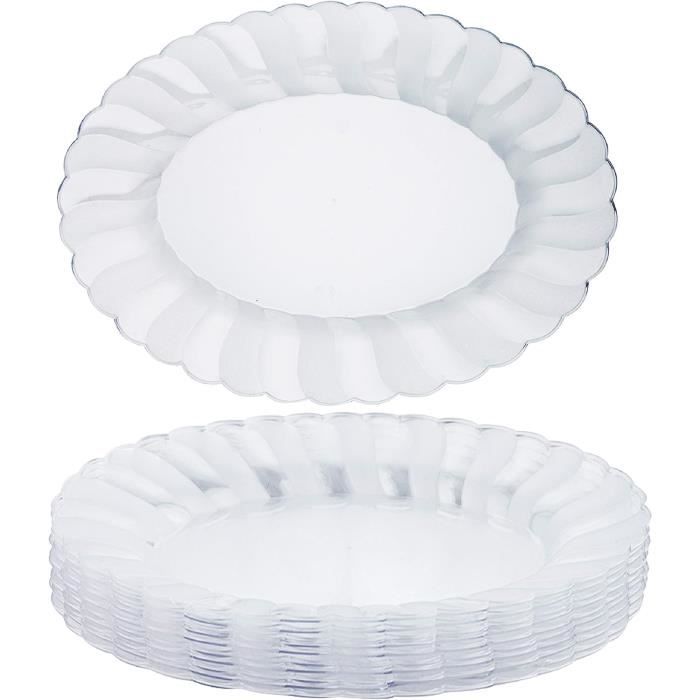 PINGEUI Lot 60 Paniers Restauration Rapide Plastique Ovales Rouges 23x14,5x4 Cm
