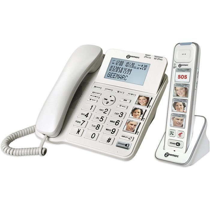 Geemarc Amplidect 295 Duo Téléphone Amplifié Sans Fil Avec Répondeur Pour Seniors - Version Française