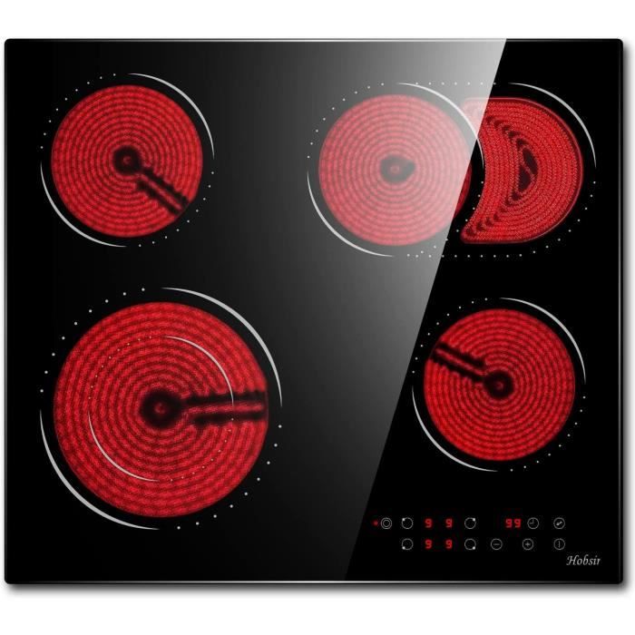 Hobsir Plaque Vitrocéramique 4 Feux, Tables de Cuisson Vitrocéramique