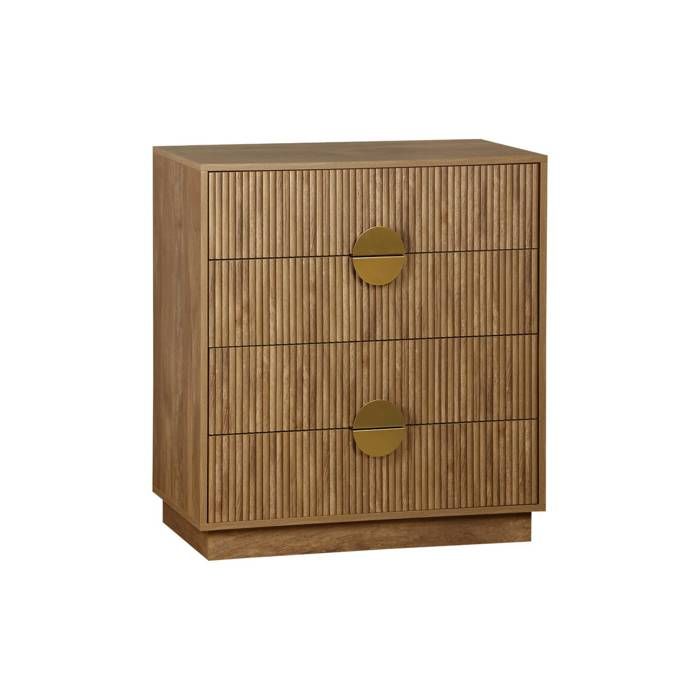 sweeek - Commode décor bois de manguier rainuré 4 tiroirs CELIAN sweeek - Commode décor bois de manguier rainuré 4 tiroirs CELIAN
