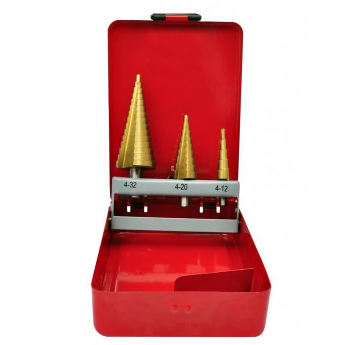 Kit De 3 Forets Coniques A Etage Hss Avec Boite De Rangement