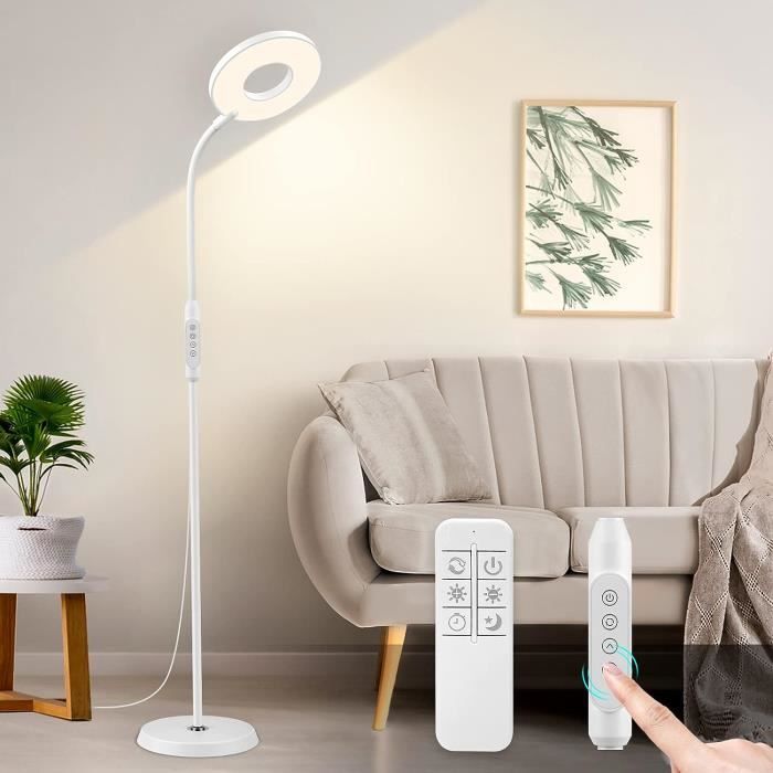Lampadaire Sur Pied 135 Cm 42W Avec Lampe Lecture – Télécommande, 3000K-6000K Dimmable, Style Moderne