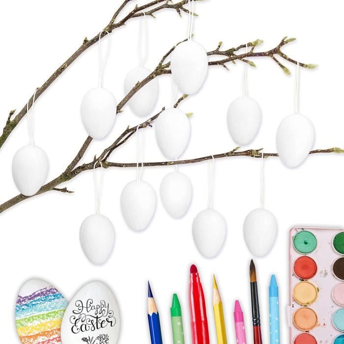 12 Œufs De Pâques En Papier De Soie À Suspendre Et À Décorer - Taille 7