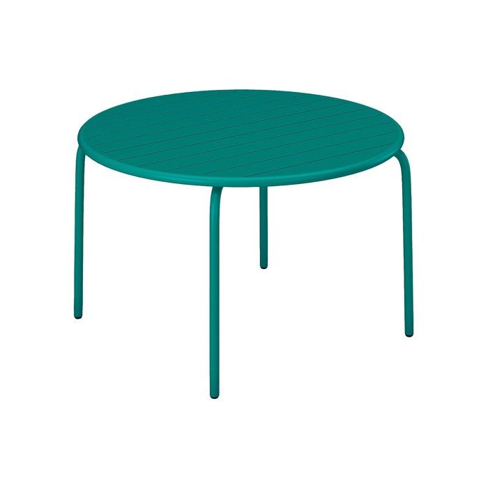 Table de jardin ronde D.110 cm en métal - Bleu canard - MIRMANDE de MYLIA