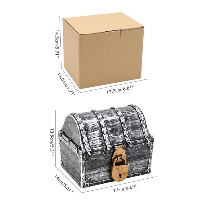 Coffre Au Trésor Pirate Mini - Bois Rustique Avec Garnitures Métal, Idéal Pour Décoration Et Jeux